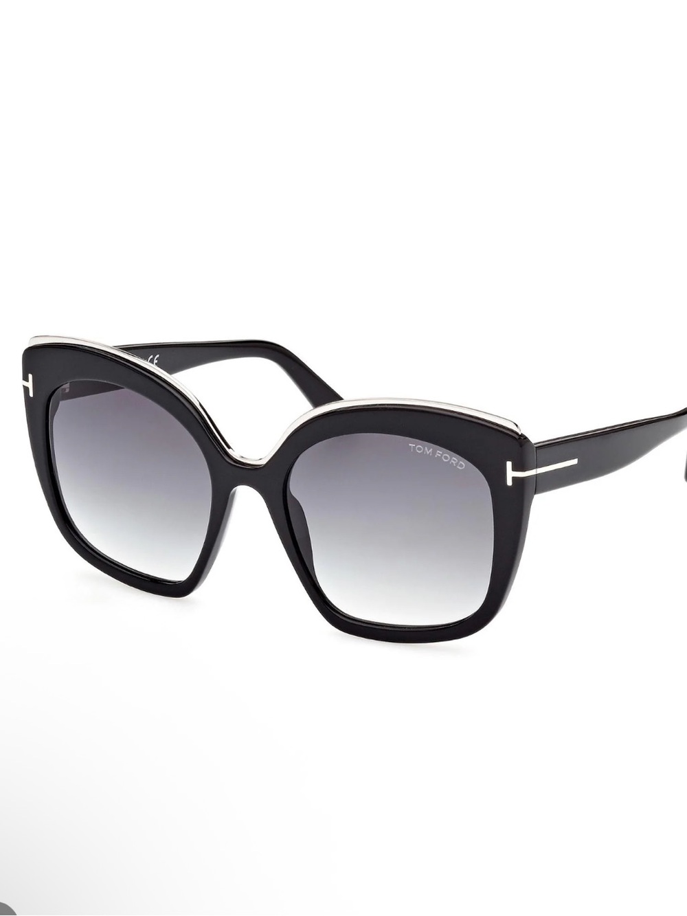 Tom Ford Black Gradient Butterfly Sunglasses with Silver Trim